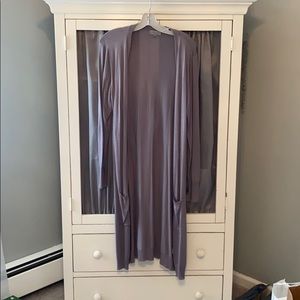 Long Gray Cardigan With Pockets